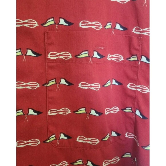 Vintage Bugle Boy Button Down Mens XXL Red W/Flag Short Sleeve Casual No Wrinkle - Picture 6 of 9